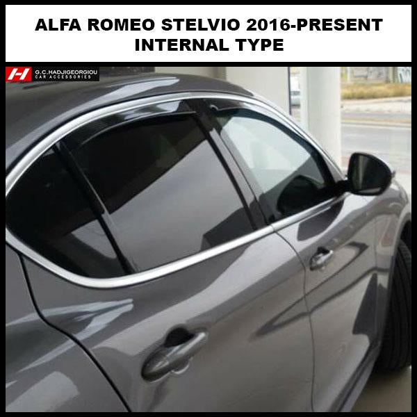 4 Stück Auto Windabweiser Regenabweiser für Alfa Romeo Stelvio 2017-2021,  Acrylglas (getönt), Winddichter Regenschutz,Autofenster zubehör