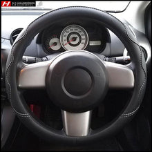 Black Steering Wheel Cover with White Stitching 38 cm