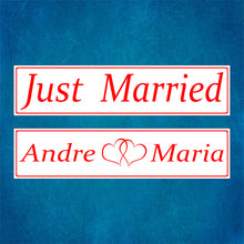 Double Heart Classic Car Plexiglass Wedding License Plates Pair