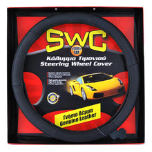 Genuine Leather SWC Black Steering Wheel Cover 38 cm