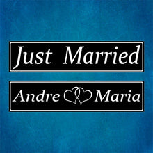 Double Heart Modern Car Plexiglass Wedding License Plates Pair