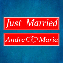 Double Heart Modern Car Plexiglass Wedding License Plates Pair