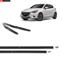 Mazda 2/Demio DJ 2014-2022 Front Set Hybrid Wiper Blades Rubber Refills 22"+17"