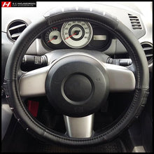 Black Steering Wheel Cover with Chrome Lines 38 cm