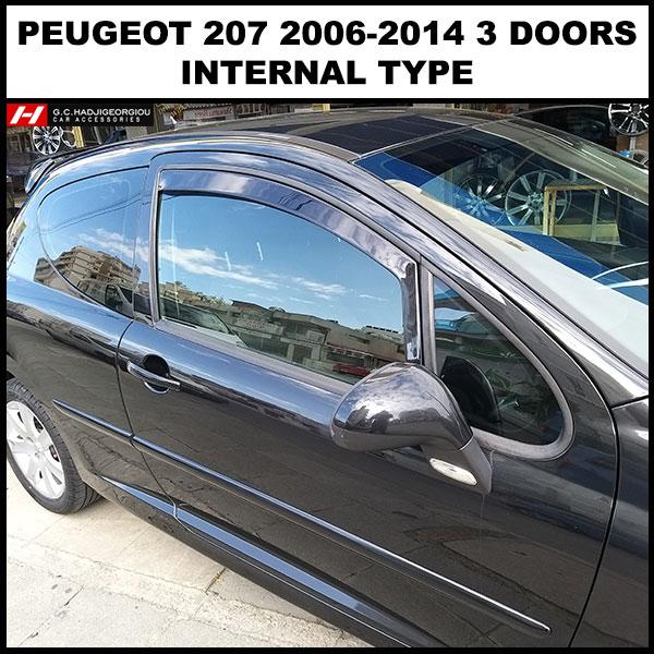 Deflectores De Aire Para Peugeot 207 3 Puertas (2006-2012) - Set De 2 Piezas, Montaje En Canal, Acabado Humo